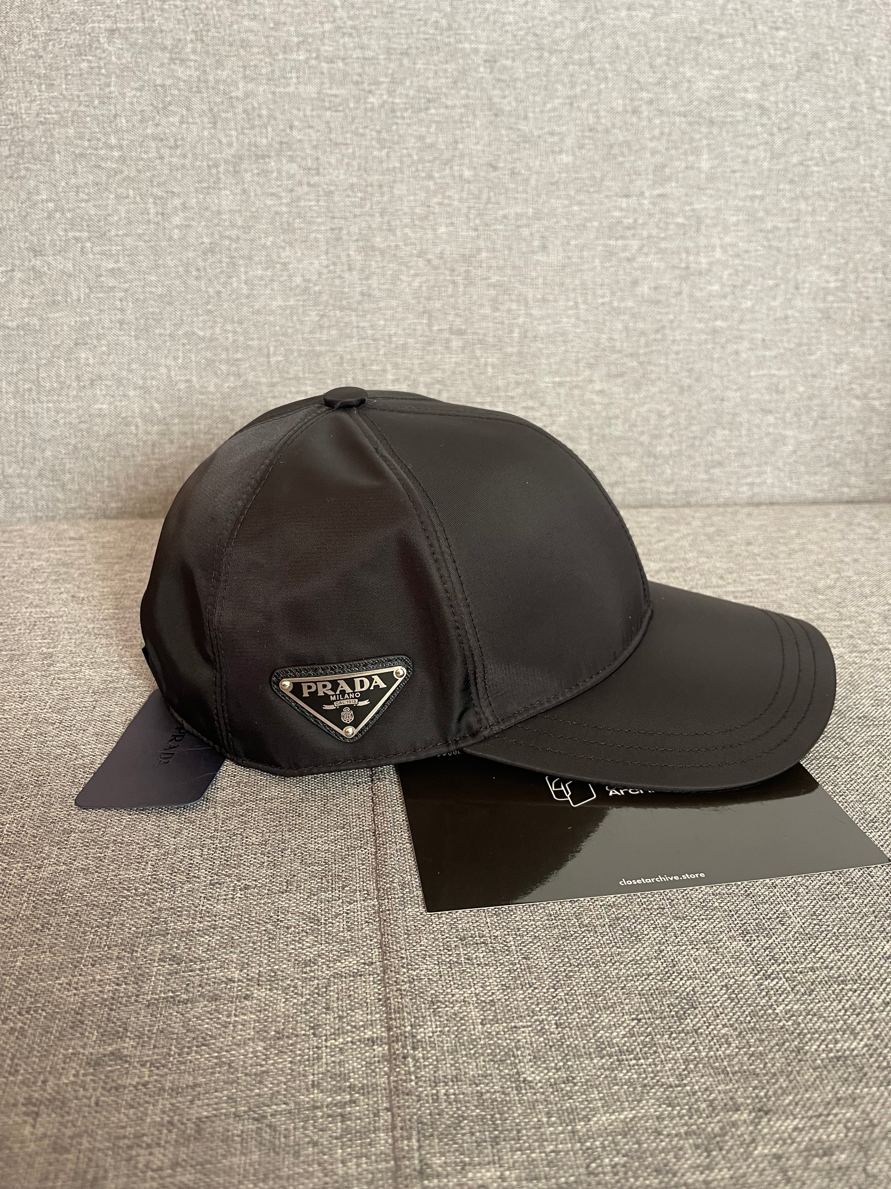 Prada Triangle Logo Re-Nylon Baseball Cap Black