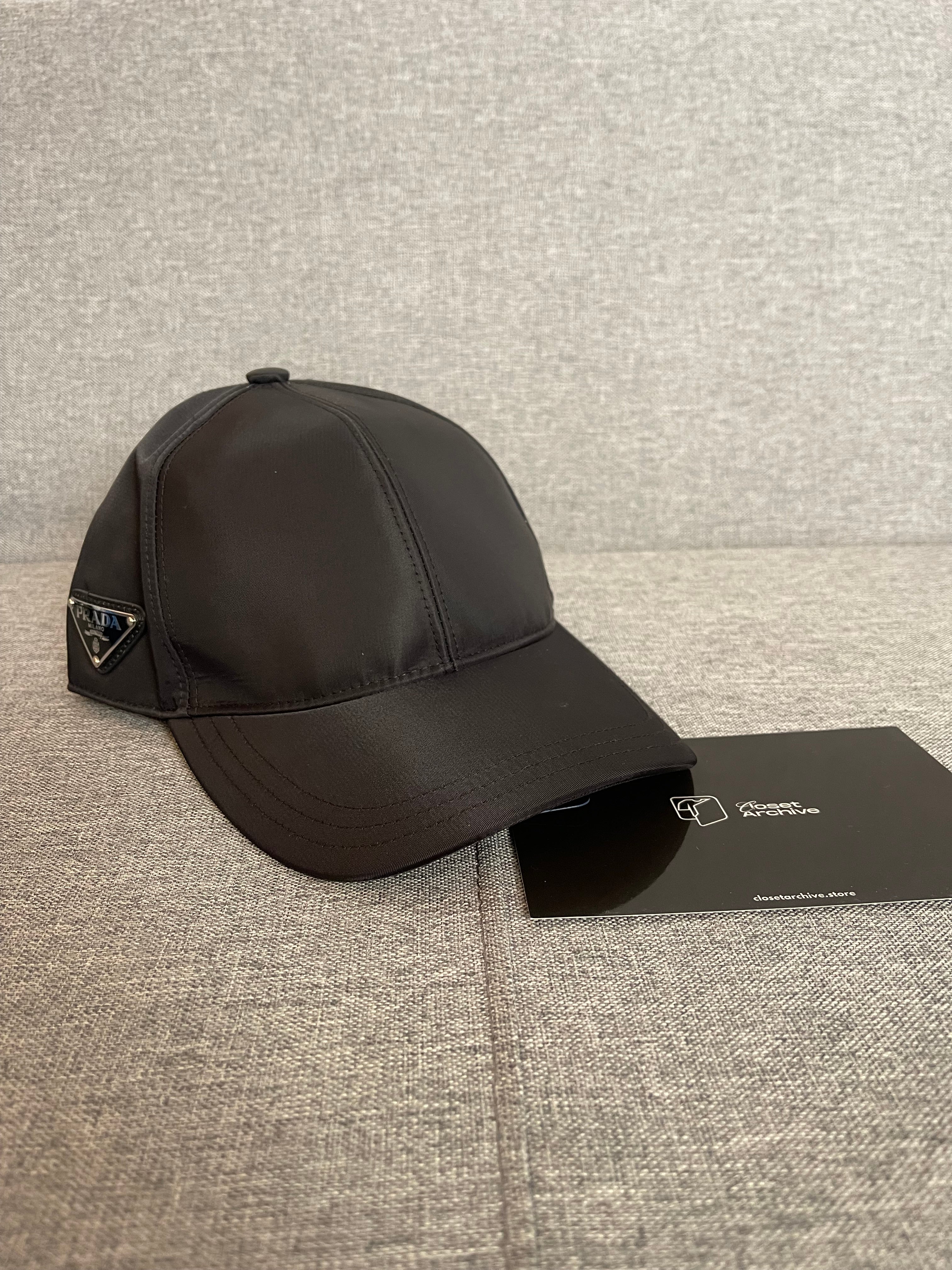 Prada Triangle Logo Re-Nylon Baseball Cap Black