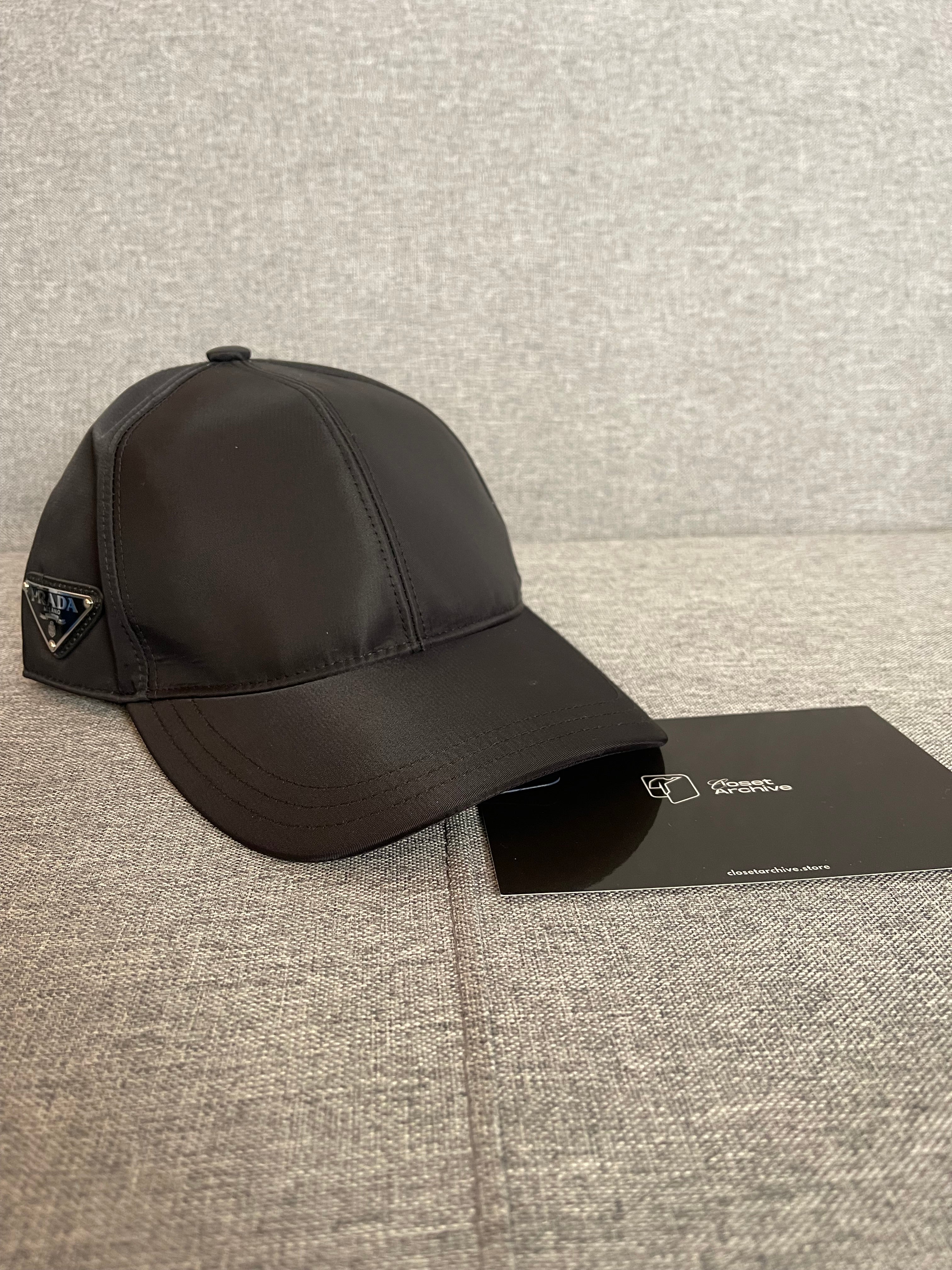 Prada Triangle Logo Re-Nylon Baseball Cap Black